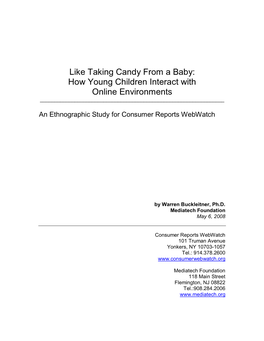 Like Taking Candy from a Baby: How Young Children Interact with Online Environments ______