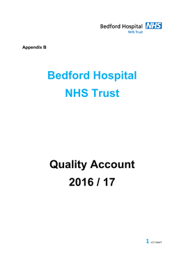 Bedford Hospital NHS Trust Quality Account 2016 / 17