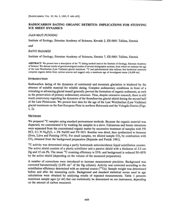 Radiocarbon Dating Organic Detritus: Implications for Studying Ice Sheet Dynamics