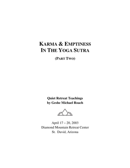 Karma & Emptiness in the Yoga Sutra, Part