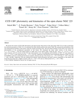 CCD UBV Photometry and Kinematics of the Open Cluster NGC 225