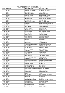 Admitted Student Session 2019-20 S.No