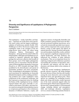 Diversity and Significance of Lepidoptera: a Phylogenetic Perspective Paul Z