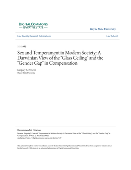 Sex and Temperament in Modern Society: a Darwinian View of the “Glass Ceiling” and the “Gender Gap” in Compensation Kingsley R