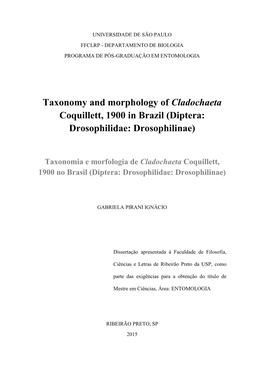 Taxonomy and Morphology of Cladochaeta Coquillett, 1900 in Brazil (Diptera: Drosophilidae: Drosophilinae)