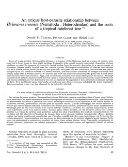 Nematoda : Heteroderidae) and the Roots of a Tropical Rainforest Tree