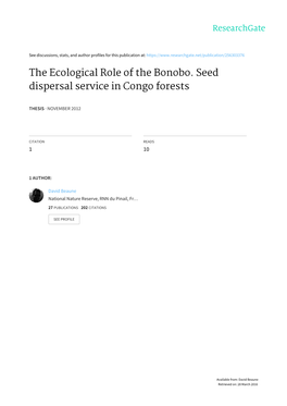 The Ecological Role of the Bonobo. Seed Dispersal Service in Congo Forests