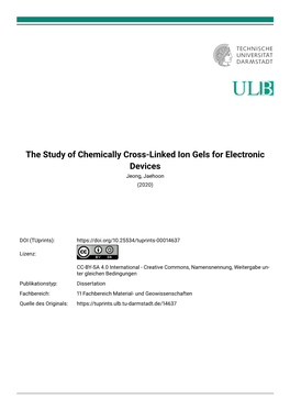 The Study of Chemically Cross-Linked Ion Gels for Electronic Devices Jeong, Jaehoon (2020)
