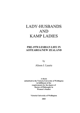 Lady-Husbands and Kamp Ladies