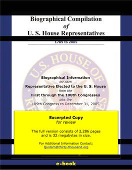 EXCERPT: Biographical Compilation of U. S. House Representatives