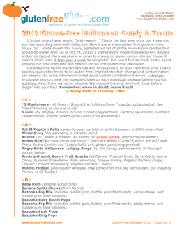 2013 Halloween Candy List