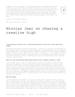Nicolas Jaar on Chasing a Creative High