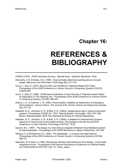 References and Bibliography