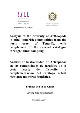 Analysis of the Diversity of Arthropods in Athel Tamarisk Communities From