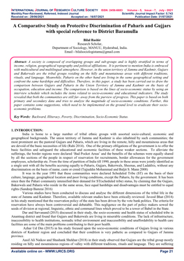 A Comparative Study on Protective Discrimination of Paharis and Gujjars with Special Reference to District Baramulla