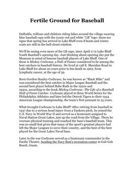 Fertile Ground for Baseball