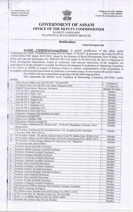 Government of Assam Office of the Deputy Commissioner Icamrup::Amingaon (Planning & Development Branch)