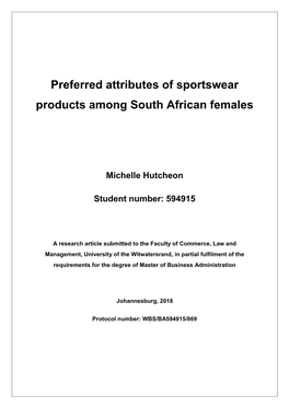 Preferred Attributes of Sportswear Products Among South African Females