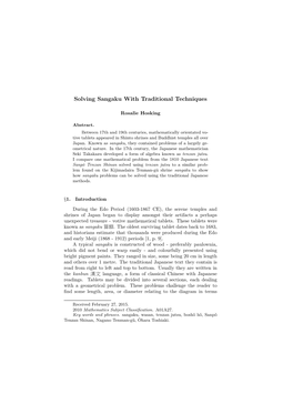 Solving Sangaku with Traditional Techniques