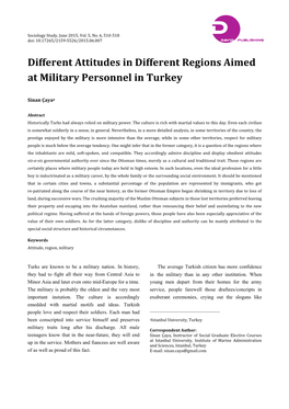Different Attitudes in Different Regions Aimed at Military Personnel in Turkey