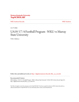 UA19/17/4 Football Program - WKU Vs Murray State University WKU Athletics