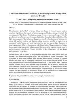 Concurrent Risks of Dam Failure Due to Internal Degradation, Strong Winds, Snow and Drought