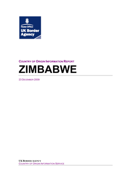 Country of Origin Information Report Zimbabwe December 2009