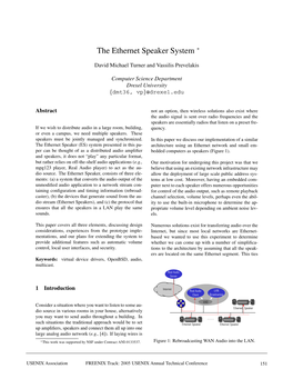 The Ethernet Speaker System ∗