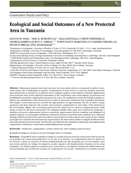 Ecological and Social Outcomes of a New Protected Area in Tanzania