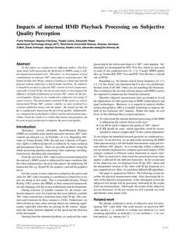 Impacts of Internal HMD Playback Processing on Subjective Quality Perception