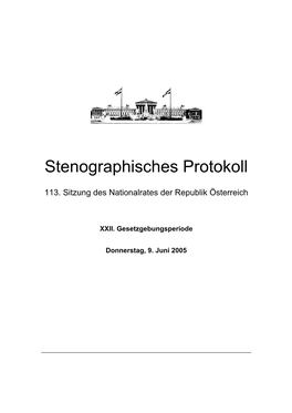 Stenographisches Protokoll Der 113