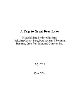 A Trip to Great Bear Lake