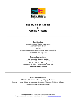 Updated Rules of Racing