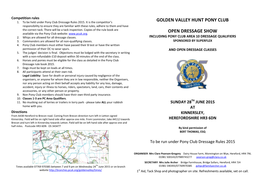 Golden Valley Hunt Pony Club Open Dressage Show