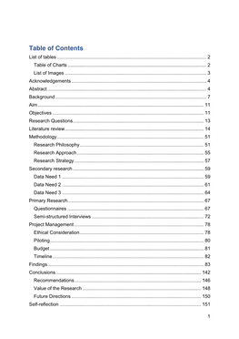 Table of Contents List of Tables