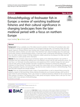 Ethnoichthyology of Freshwater Fish in Europe