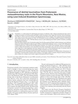 Provenance of Detrital Tourmalines from Proterozoic Metasedimentary Rocks in the Picuris Mountains, New Mexico, Using Laser-Induced Breakdown Spectroscopy