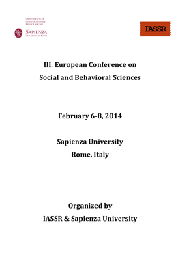 III. European Conference on Social and Behavioral Sciences February