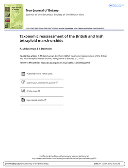 Taxonomic Reassessment of the British and Irish Tetraploid Marsh-Orchids