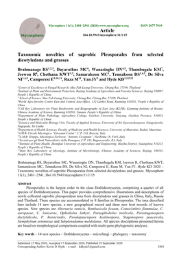 Taxonomic Novelties of Saprobic Pleosporales from Selected Dicotyledons and Grasses