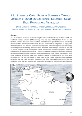 18. Status of Coral Reefs in Southern Tropical America in 2000-2002: Brazil, Colombia, Costa Rica, Panama and Venezuela