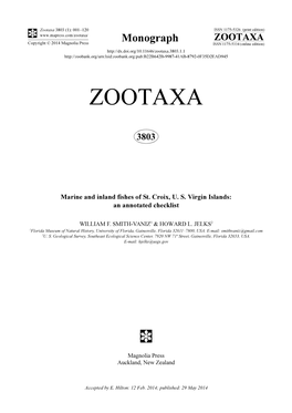 Marine and Inland Fishes of St. Croix, US Virgin Islands