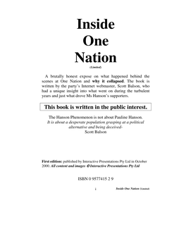 Inside One Nation (Limited)