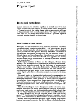 Progress Report Intestinal Peptidases