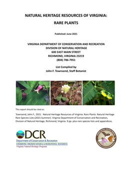 Rare Plant List Introjun2021.Docx