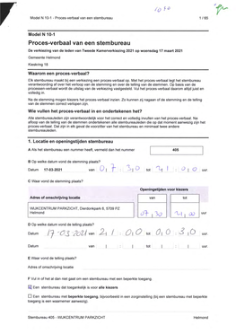 Proces-Verbaal Van Een Stembureau 1 / 65