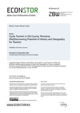 Cycle Tourism in Olt County, Romania. (Re)Discovering Potential of History and Geography for Tourism