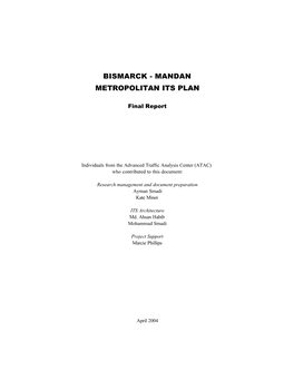 Bismarck - Mandan Metropolitan Its Plan