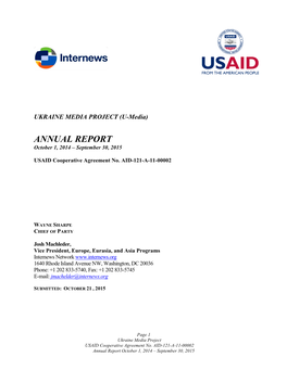 ANNUAL REPORT October 1, 2014 – September 30, 2015