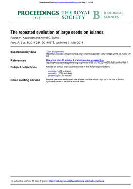 The Repeated Evolution of Large Seeds on Islands